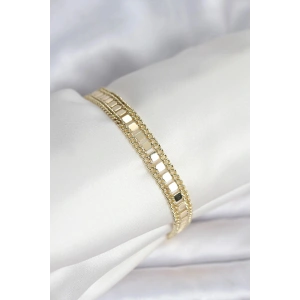 Mey İthalat® 316L Çelik Gold Renk Pullu Zincir Model Kadın Bileklik
