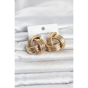 Mey İthalat® 316L Çelik Gold Renk Sarmal Model Kadın Küpe