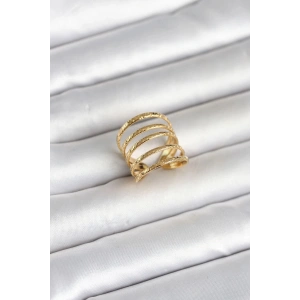 Mey İthalat® 316L Çelik Gold Renk Sıralı Model Kadın Yüzük