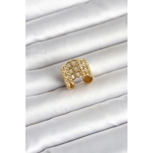 Mey İthalat® 316L Çelik Gold Renk Zincir Model Kadın Yüzük