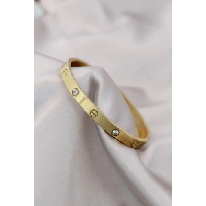 Mey İthalat® 316L Çelik Gold Renk Zirkon Taşlı Bileklik