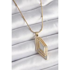 Mey İthalat® 316L Çelik Gold Renk Zirkon Taşlı Vintage Model Kadın Kolye