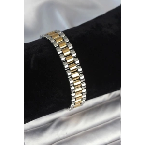 Mey İthalat® 316L Çelik Gold ve Gümüş Renk 12 mm Kalınlık Erkek Bileklik