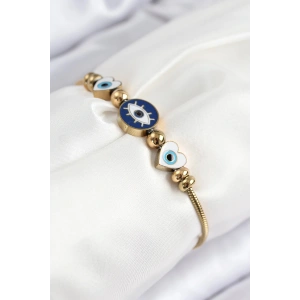Mey İthalat® 316L Çelik Göz Charm Model Gold Renk Kadın Bileklik