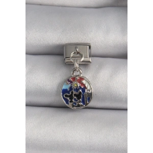 Mey İthalat® 316L Çelik Gümüş Renk Sallantı Dünya Model Nomination Charm