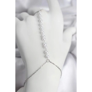 Mey İthalat® 316L Çelik Gümüş Renk Sıralı İncili Model Kadın Şahmeran