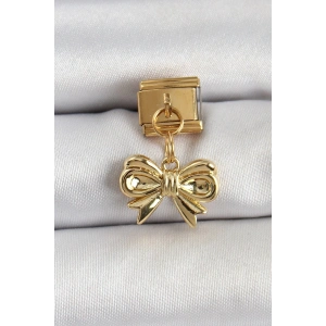Mey İthalat® 316L Çelik Sallantılı Fiyonk Model Gold Renk Nomination Charm