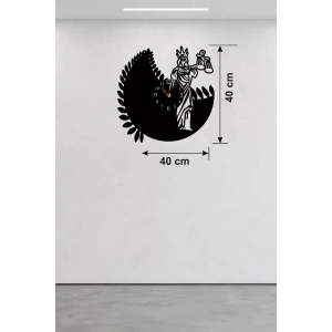 Mey İthalat® Adalet Tanrıçası Themis Tasarım Ahşap Duvar Saati - 40x40 cm Avukat Hediyesi