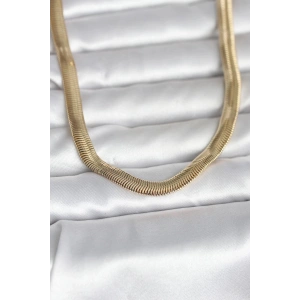 Mey İthalat® CM 14K Gold Renk Kalın Yassı Yılan Zincir Model 45 cm Kadın Kolye