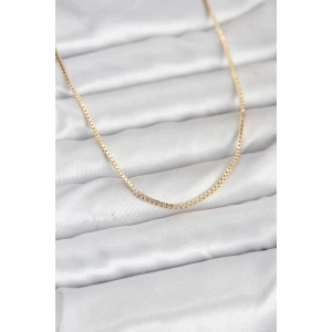 Mey İthalat® CM 14K Gold Renk Kare Zincirli Model 60 cm Kadın Kolye