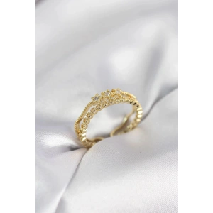 Mey İthalat® Gold Renk Minimal Yıldızlı Model Kadın Yüzük