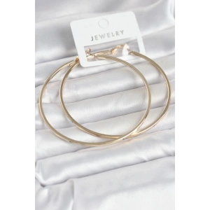 Mey İthalat® Gold Renk Pirinç Köşeli Kenar Halka 72 mm Kadın Küpe