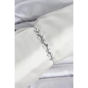Mey İthalat® Gümüş Renk Zirkon Taşlı Sıralı Damla Model Asansörlü Kadın Bileklik