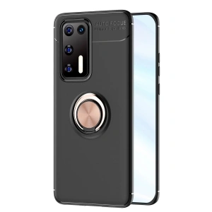 Mey İthalat® Huawei P40 Kılıf Range Yüzüklü Silikon - Siyah-Gold