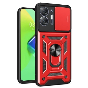 Mey İthalat®  İnfinix Hot 30 5G Kılıf Pars Lens Yüzüklü Silikon - Kırmızı