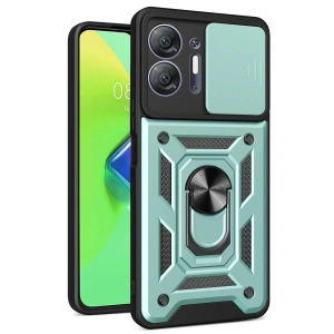 Mey İthalat®  İnfinix Hot 30 5G Kılıf Pars Lens Yüzüklü Silikon - Yeşil