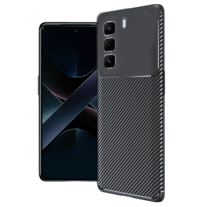 Mey İthalat®  İnfinix Hot 50 4G Kılıf Auto Focus Karbon Kapak - Siyah