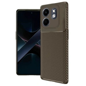 Mey İthalat®  İnfinix Smart 9 Kılıf Auto Focus Karbon Kapak - Kahverengi