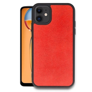 Mey İthalat®  iPhone 11 Kılıf Aras Deri Kapak - Kırmızı