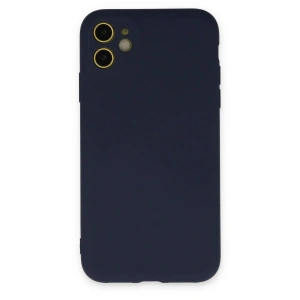 Mey İthalat®  iPhone 11 Kılıf Nano içi Kadife Silikon - Lacivert