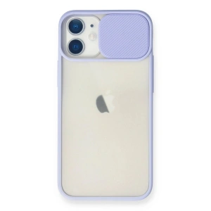 Mey İthalat®  iPhone 11 Kılıf Palm Buzlu Kamera Sürgülü Silikon - Lila