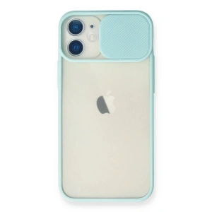 Mey İthalat®  iPhone 11 Kılıf Palm Buzlu Kamera Sürgülü Silikon - Turkuaz