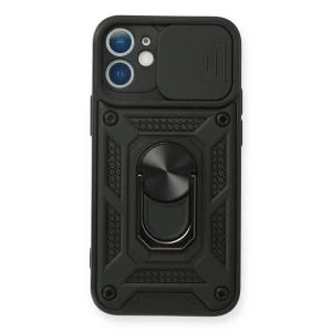 Mey İthalat® iPhone 11 Kılıf Pars Lens Yüzüklü Silikon - Siyah