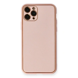 Mey İthalat®  iPhone 11 Pro Kılıf Coco Deri Silikon Kapak - Pembe