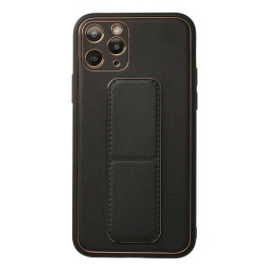 Mey İthalat®  iPhone 11 Pro Kılıf Coco Deri Standlı Kapak - Siyah