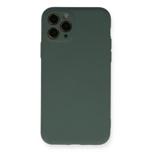 Mey İthalat®  iPhone 11 Pro Kılıf Nano içi Kadife Silikon - Koyu Yeşil
