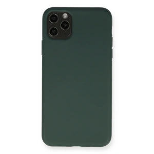 Mey İthalat®  iPhone 11 Pro Max Kılıf Nano içi Kadife Silikon - Koyu Yeşil
