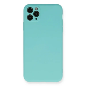Mey İthalat®  iPhone 11 Pro Max Kılıf Nano içi Kadife Silikon - Turkuaz