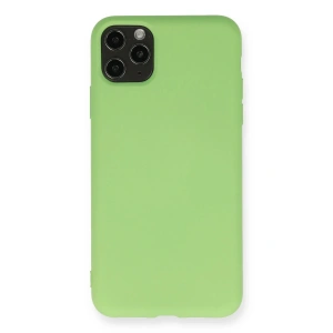 Mey İthalat®  iPhone 11 Pro Max Kılıf Nano içi Kadife Silikon - Yeşil