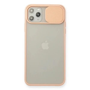 Mey İthalat®  iPhone 11 Pro Max Kılıf Palm Buzlu Kamera Sürgülü Silikon - Pembe