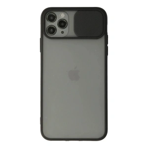 Mey İthalat®  iPhone 11 Pro Max Kılıf Palm Buzlu Kamera Sürgülü Silikon - Siyah