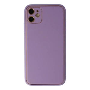 Mey İthalat®  iPhone 12 Kılıf Coco Deri Silikon Kapak - Lila