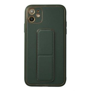 Mey İthalat®  iPhone 12 Kılıf Coco Deri Standlı Kapak - Yeşil