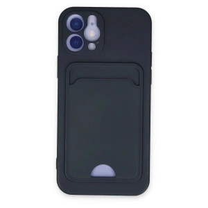 Mey İthalat®  iPhone 12 Kılıf Kelvin Kartvizitli Silikon - Lacivert