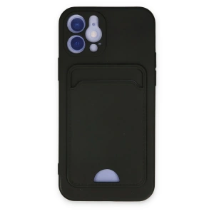 Mey İthalat®  iPhone 12 Kılıf Kelvin Kartvizitli Silikon - Siyah