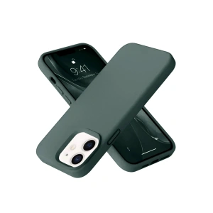 Mey İthalat®  iPhone 12 Kılıf Nano içi Kadife Silikon - Koyu Yeşil