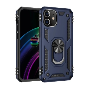 Mey İthalat® iPhone 12 Kılıf Sofya Yüzüklü Silikon Kapak - Lacivert