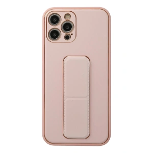 Mey İthalat®  iPhone 12 Pro Kılıf Coco Deri Standlı Kapak - Pembe