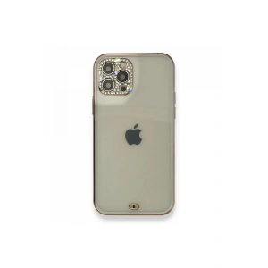Mey İthalat®  iPhone 12 Pro Kılıf Liva Taşlı Silikon - Mor