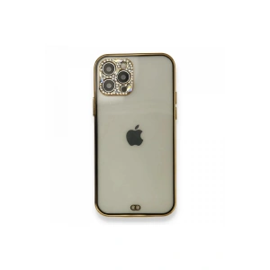 Mey İthalat® iPhone 12 Pro Kılıf Liva Taşlı Silikon - Siyah