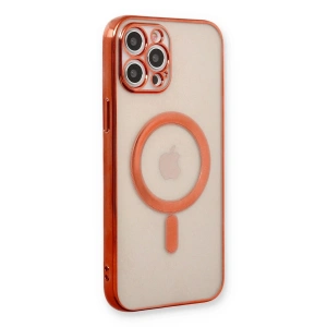 Mey İthalat®  iPhone 12 Pro Kılıf Magneticsafe Lazer Silikon - Kırmızı