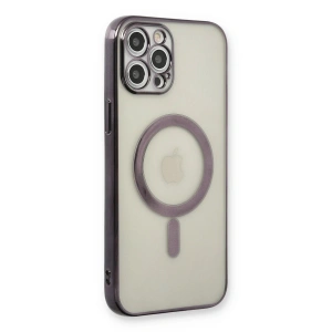 Mey İthalat®  iPhone 12 Pro Kılıf Magneticsafe Lazer Silikon - Siyah