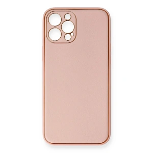 Mey İthalat®  iPhone 12 Pro Max Kılıf Coco Deri Silikon Kapak - Pembe