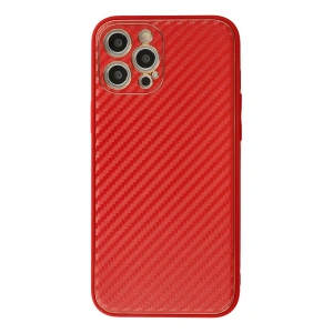 Mey İthalat®  iPhone 12 Pro Max Kılıf Coco Karbon Silikon - Kırmızı