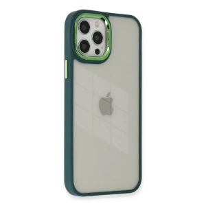 Mey İthalat®  iPhone 12 Pro Max Kılıf Dora Kapak - Haki Yeşil