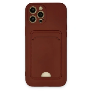 Mey İthalat®  iPhone 12 Pro Max Kılıf Kelvin Kartvizitli Silikon - Bordo